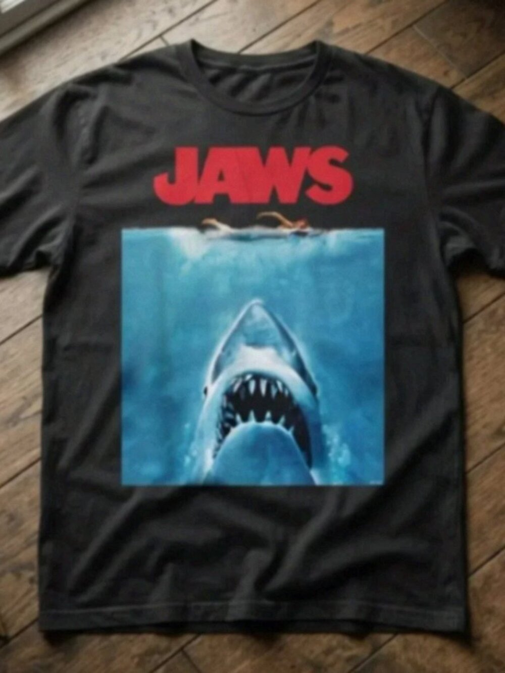 Jaws Movie Poster Graphic Black T-shirt